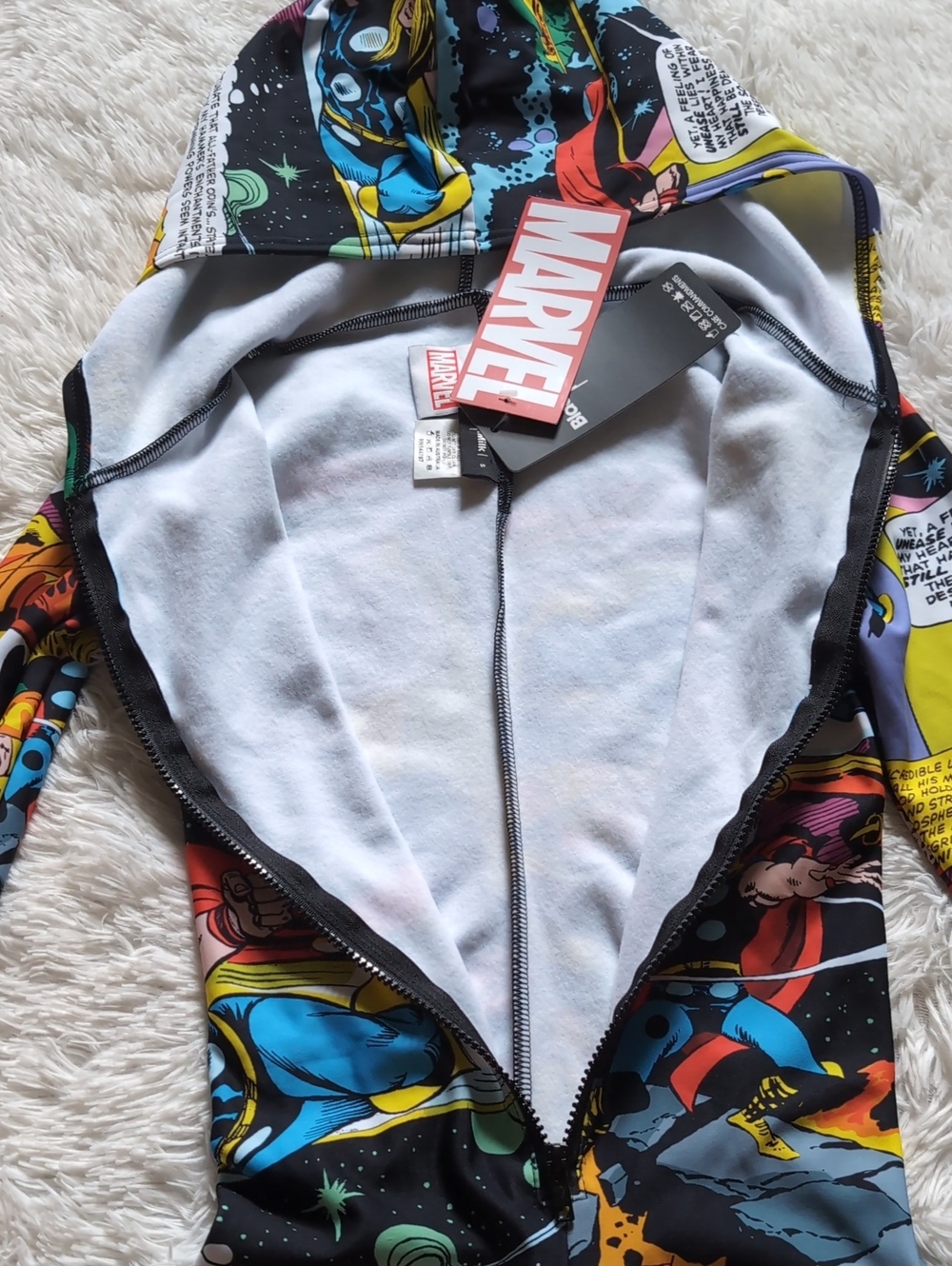 NWT Blackmilk Marvel Thor Rainbow Bridge Hooded Zip Jumpsuit Snugglesuit Small - Picture 11 of 16